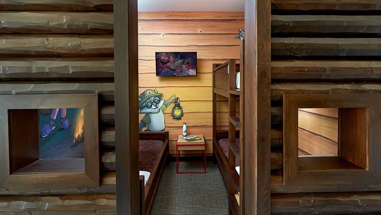 The indoor cabin in the Deluxe KidCabin Queen Suite